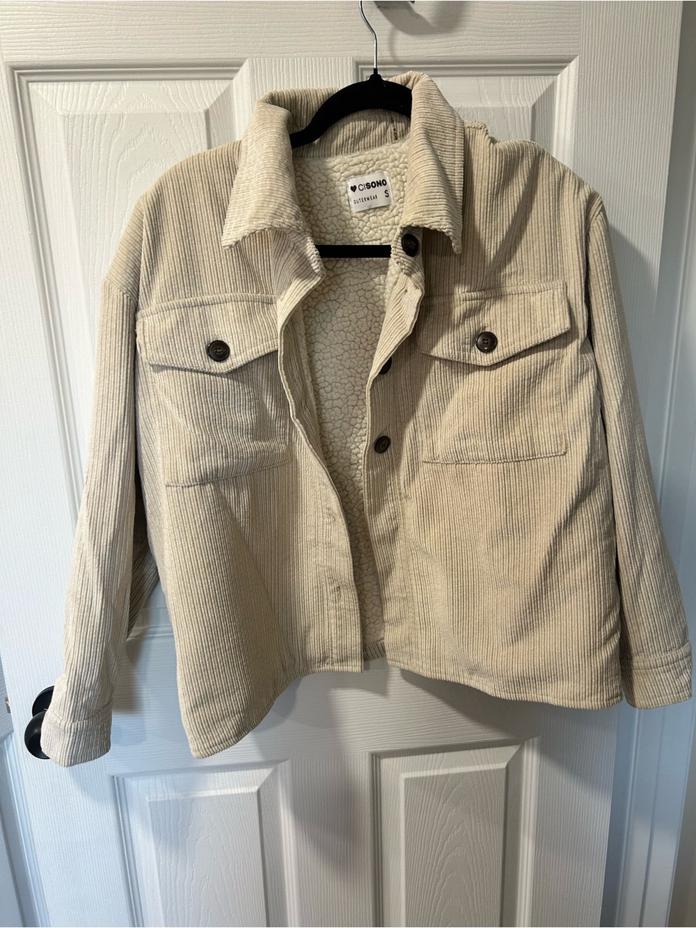 Ci Sono Cream Corduroy Teddy-Lined Jacket